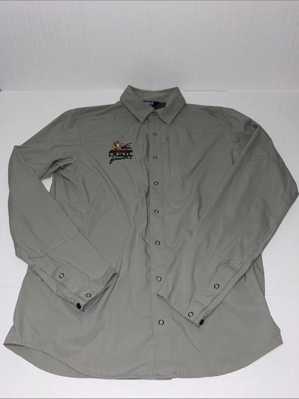 Orvis Pro Men's Long-Sleeve Small Snap Hunting Quail Forever Shirt
